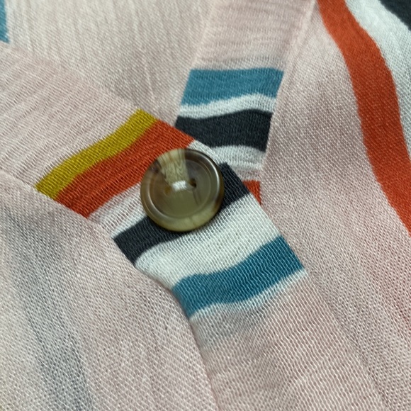 🎉HP🎉 I Joah Tie Hem Button Down Blouse 💗 Pink & Multi - Picture 11 of 13